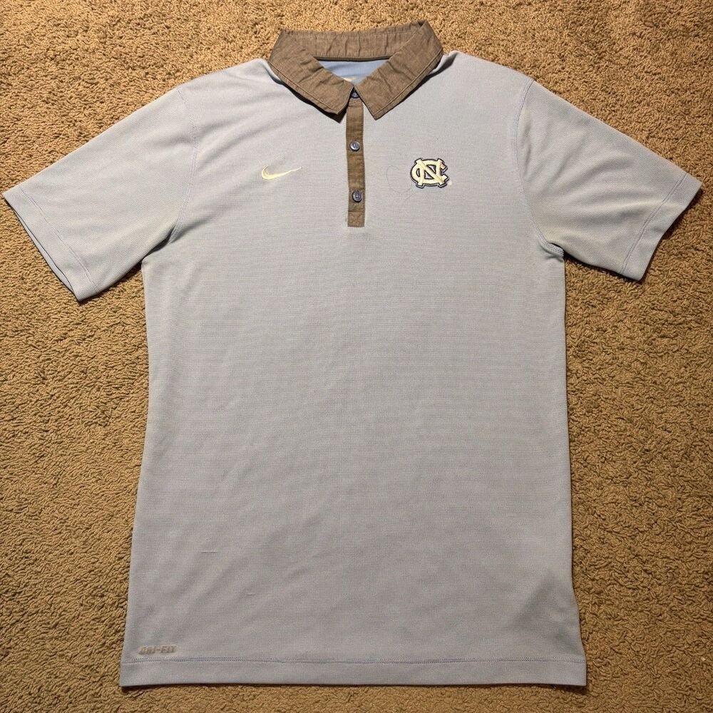 Nike North Carolina Tar Heels Polo Shirt Blue Mens Medium Two Toned Collared